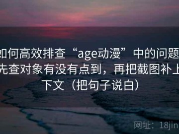 如何高效排查“age动漫”中的问题：先查对象有没有点到，再把截图补上下文（把句子说白）