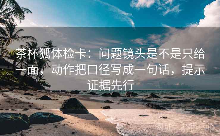 茶杯狐体检卡：问题镜头是不是只给一面，动作把口径写成一句话，提示证据先行