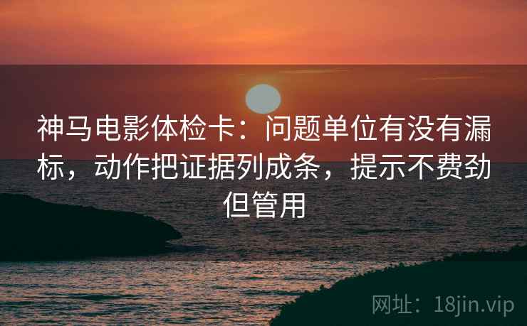 神马电影体检卡：问题单位有没有漏标，动作把证据列成条，提示不费劲但管用
