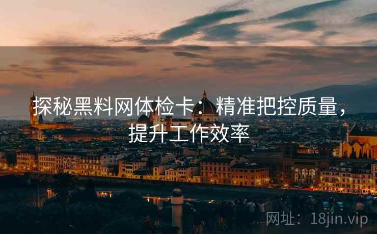 探秘黑料网体检卡：精准把控质量，提升工作效率